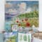 Designart - Red Tulips On The Bank Near A Mountain River - Lake House Print on Natural Pine Wood